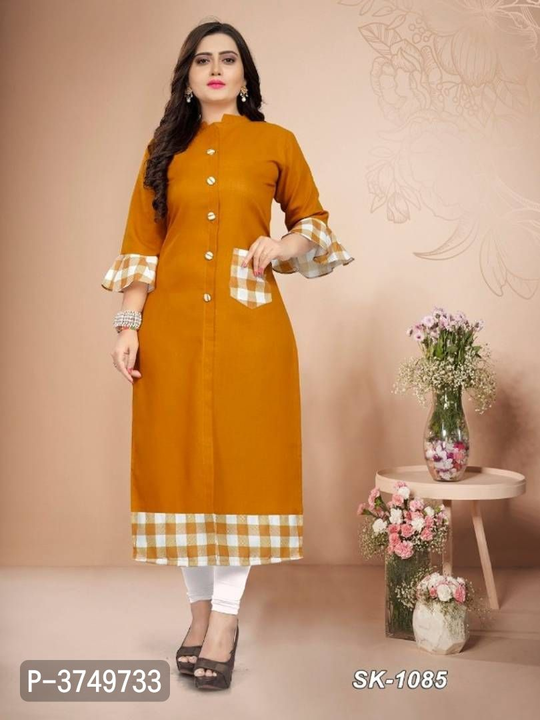 Post image I want 1-10 pieces of Kurti at a total order value of 500. I am looking for Stylish yellow bell sleeves cotton kurti for women,s. Please send me price if you have this available.