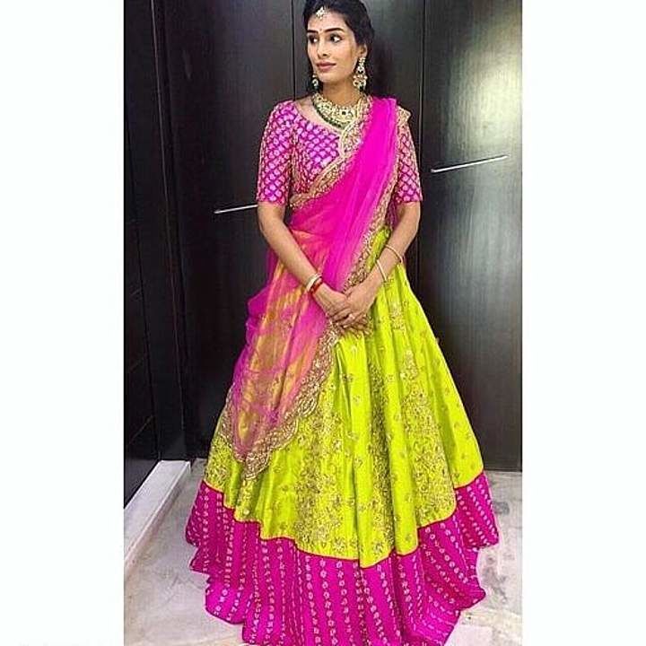 Beautiful green with pink lehenga uploaded by business on 12/27/2020