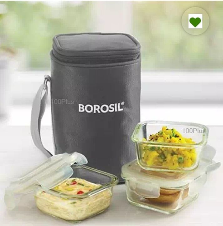 Borosil Microwavable Square Glass Lunch Box, Set of 3, 320 ml Grey   uploaded by business on 12/27/2020