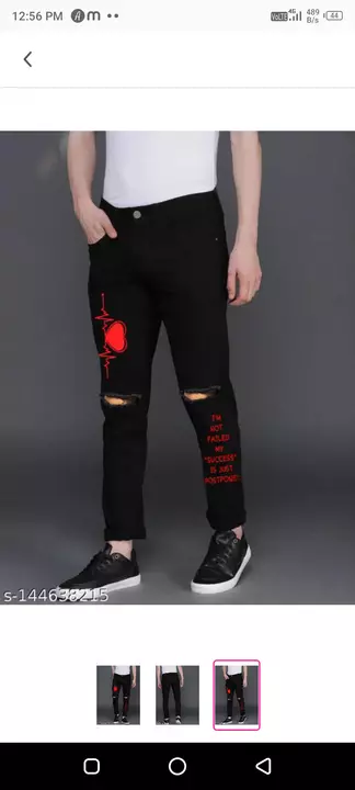  Star4well Men Printed Knee Cut Black Jeans.   uploaded by A.Z GARMENTS on 9/26/2022