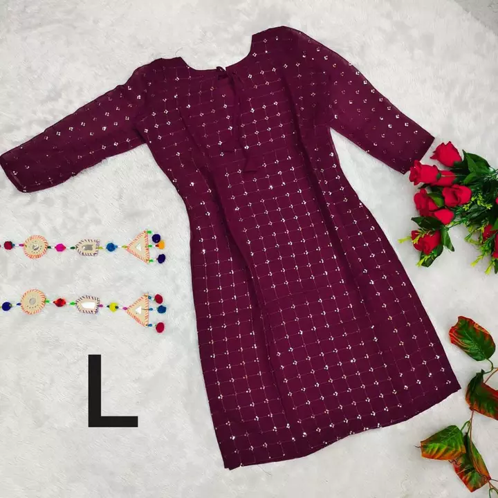 *Only kurti*

👗Fabric :	 Georgette with Sequence work    👗
👚Inner : Creap 👚
👘Length :38 inches uploaded by Krisha enterprises on 9/26/2022