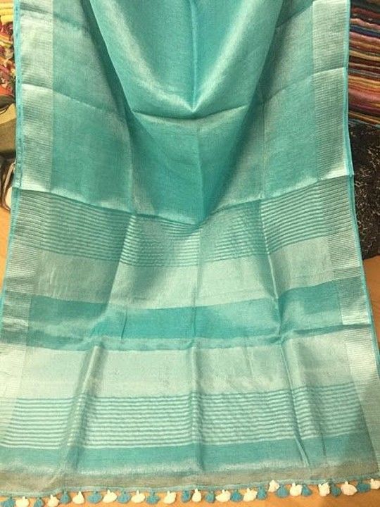 Tissue Linen sarees. uploaded by business on 12/28/2020