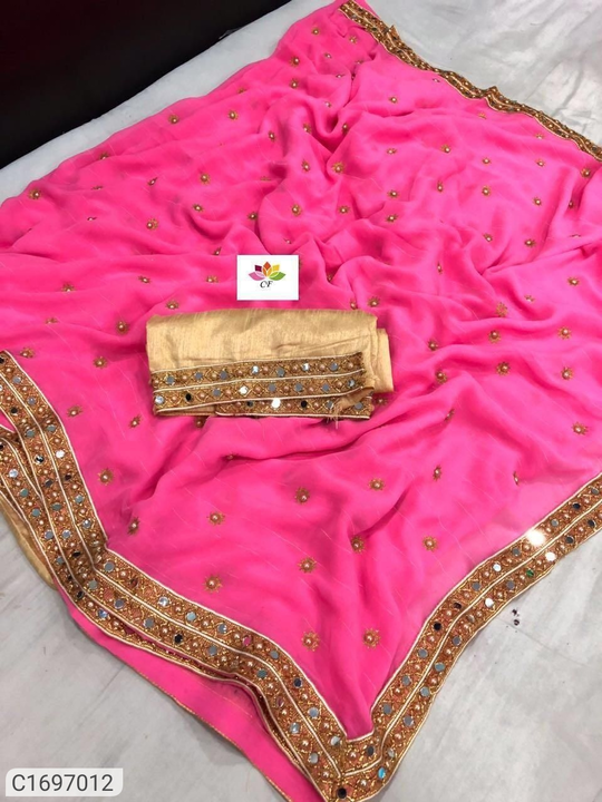 Latest Embroidered Marble Silk Sarees with Mirror Border Work  uploaded by business on 9/27/2022