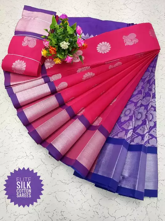 Post image 💕💕 *_Elite Silk Cotton Bhutta Sarees_*💕💕

In market, it's also named as *Semi - Kuppadam Silk Cotton Sarees*

*Both side Silver border*

Lite weight sarees with grand thread 2/100 &amp; Silver looks pretty..

_*High quality thread &amp; Silver butta*_

Soft texture &amp; Contrast  Plain Blouse_

_Pretty tiny Silver Jari design with border and  for pallu similiar like Original Kuppadam Sarees_



🍂🍂Grab the attractive collections....🍂🍂