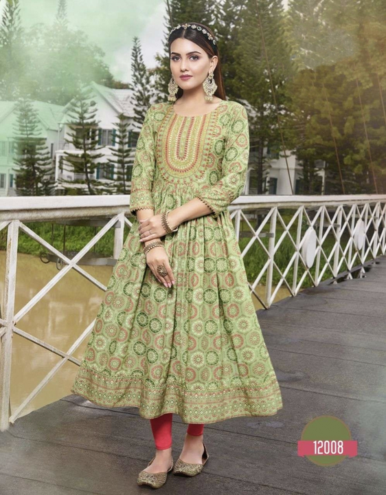 Post image  Diya Trends Ethnicity Vol 12 Catalog Rayon Long Kurtis For Women.
🧥Pattern: DESIGNER KURTI GOWNS(only top)👗Fabrics - RAYON WITH SEQUENCE EMBROIDERY WORK &amp;CLASSY GOLD PRINTS🎗Size - XXL 44🌈 Length --&amp;gt; 46 to 48📐☣Designs- 10 pcsWhat's up 9284374733