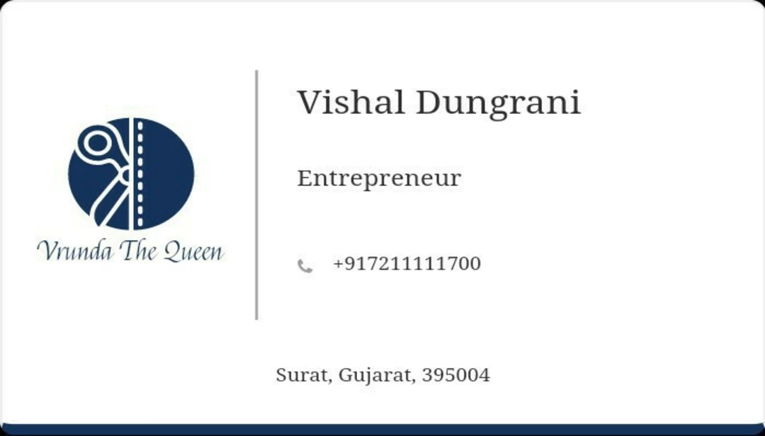 Visiting card store images of Vrunda Creation