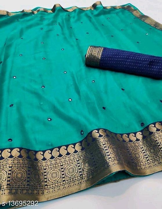 Aagam Voguish Sarees

Saree Fabric: Chiffon
Blouse: Separate Blouse Piece
Blouse Fabric: Art Silk
Pa uploaded by business on 12/30/2020