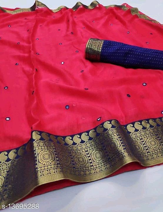Aagam Voguish Sarees

Saree Fabric: Chiffon
Blouse: Separate Blouse Piece
Blouse Fabric: Art Silk
Pa uploaded by business on 12/30/2020