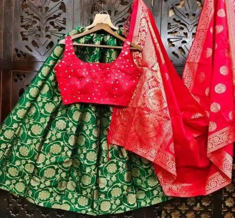Art silk floral jaal lengha  uploaded by Geeta and daughters womens collection  on 9/29/2022