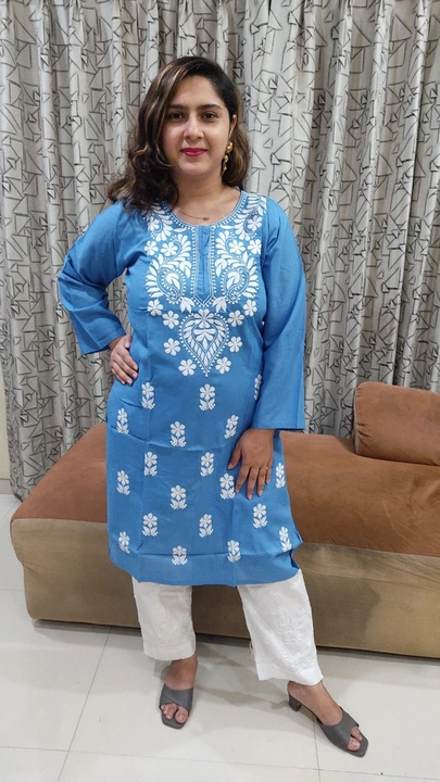 Chickan Embroidery Rayon Casual Fashion Kurti uploaded by Anam Dresses on 9/29/2022