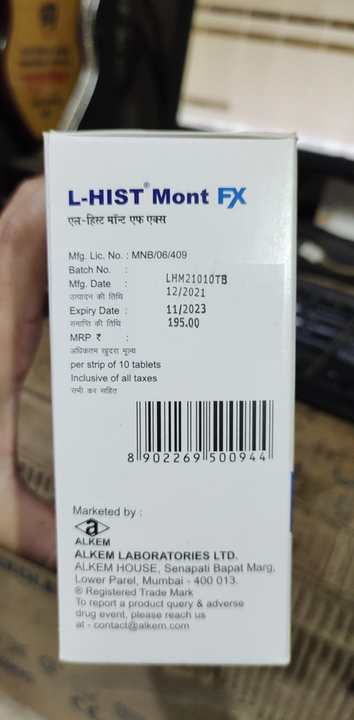 L-Hist Mont FX Tablet (Wholesale) uploaded by Shree Kapaleshwar Pharmaceutical Distributors  on 9/29/2022