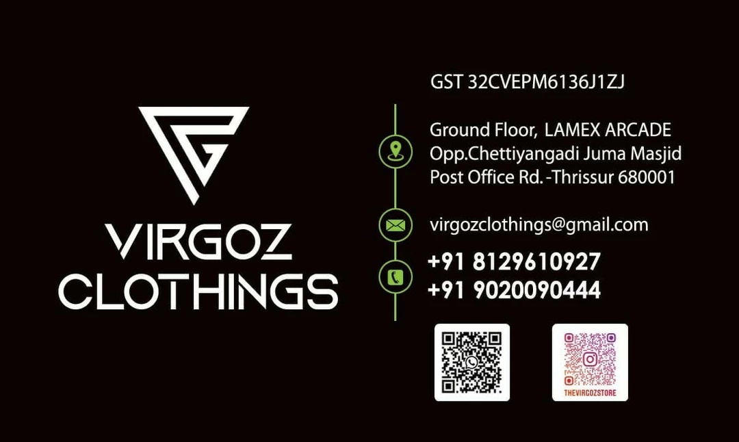 Visiting card store images of VIRGOZ CLOTHINGS