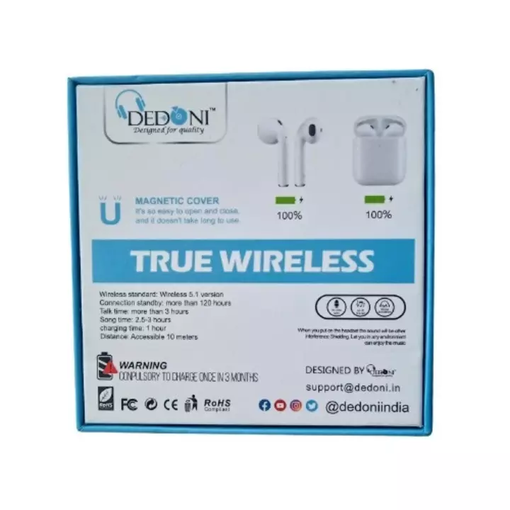 Dedoni, DDN-AIR-2, True Wireless Airpods, 2-3 Hours Backup Time❤️❤️ uploaded by Royal Mobile And Stationary  on 9/30/2022