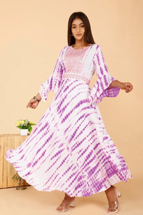 KSP's Tye Dye Embroidered Rayon Gown uploaded by business on 9/30/2022