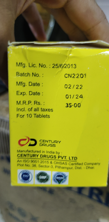 Cenprim D.S. Tablets (Wholesale) uploaded by Shree Kapaleshwar Pharmaceutical Distributors  on 10/1/2022