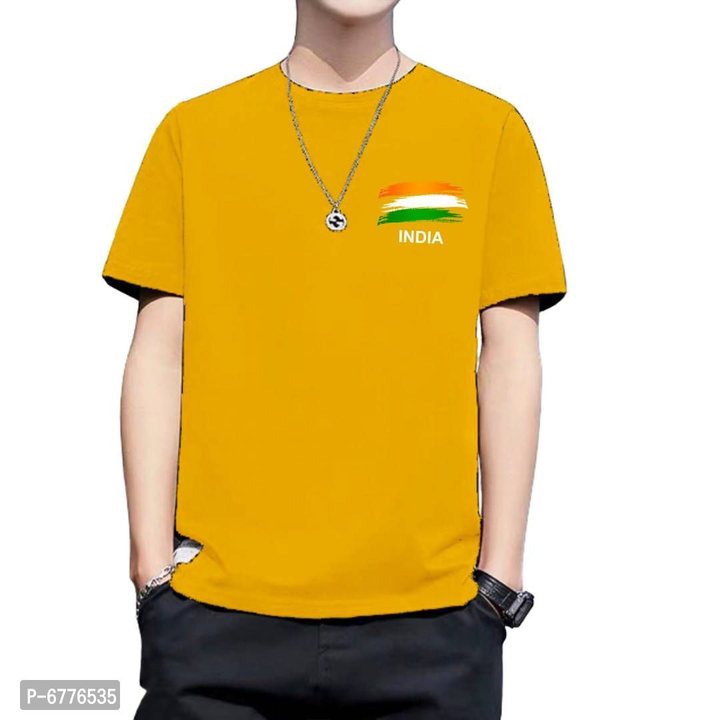 Stylish Yellow Regular Fit Half Sleeves Round Neck Indian Tricolor Printed T-Shirt For Men
 uploaded by business on 10/1/2022