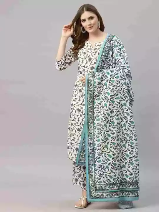 Libas White Cotton Printed Suit Set uploaded by business on 10/2/2022