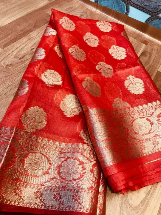Post image Pure Linen silk sarees jacket design with blouse handloom
