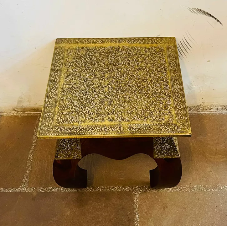 Brass on wooden stool uploaded by Subham handicrafts on 10/2/2022