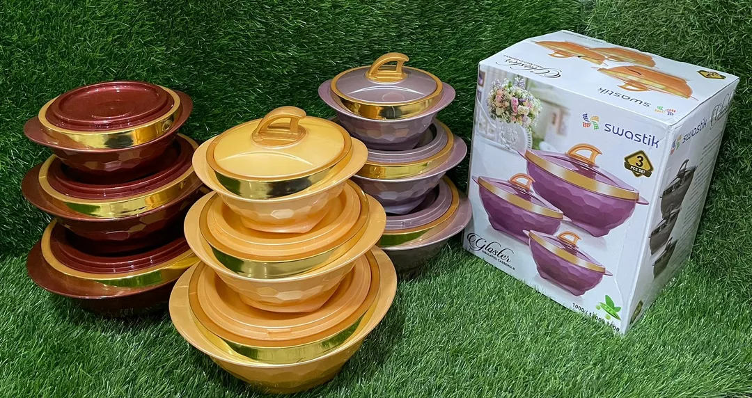 Product image of Swastik casserole gloester 3pc set (1000+1500+2000), price: Rs. 573, ID: swastik-casserole-gloester-3pc-set-1000-1500-2000-a39391b0