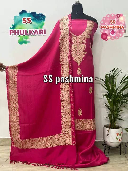 Product image of aari kashmiri work pashmina suit set of 7 piece setvwise avail , price: Rs. 655, ID: aari-kashmiri-work-pashmina-suit-set-of-7-piece-setvwise-avail-758ab6c7