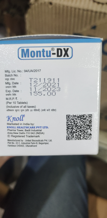Montu-DX Tablets (Wholesale Pack) uploaded by Shree Kapaleshwar Pharmaceutical Distributors  on 10/3/2022