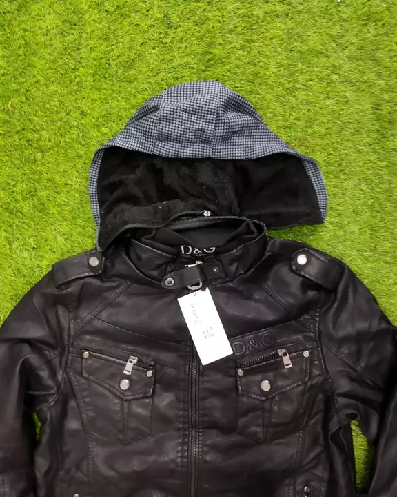 Product image of Black D&G Leather Denim jacket , price: Rs. 1333, ID: black-d-g-leather-denim-jacket-2747f302