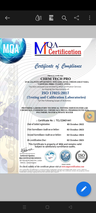 Post image Chem Tech ProISO 17025:2017 Certified Company
