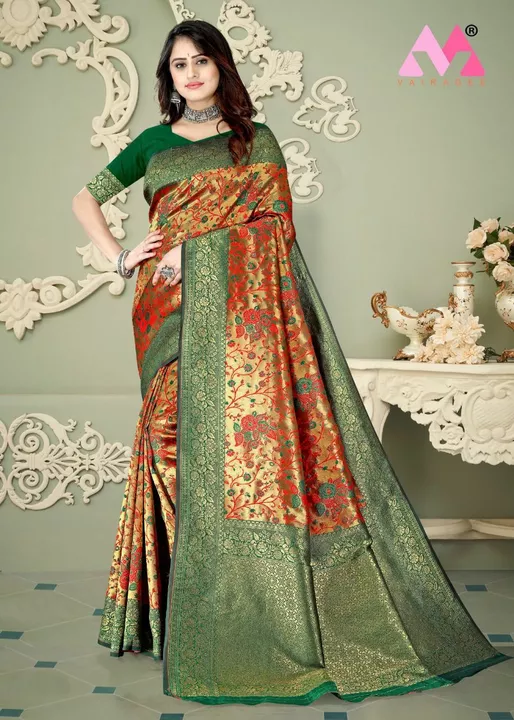 Post image _New Launch_
🥻Saree Fabric - Banarasi 
🛍Blouse - Banarasi
No of colour :-6
Length:5.50 mtr sarees and 0.80 mtr matching running blouse
Work:-Rapier jacquard weaving
```Sabse Sasta Sabse Achhaa```