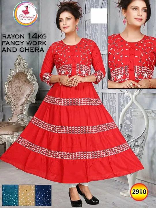 Heavy Fancy Full Work Kurtis With Full Ghera 340 All Xl xxl uploaded by Radha Creation , Maira sales for Readymade items on 10/3/2022