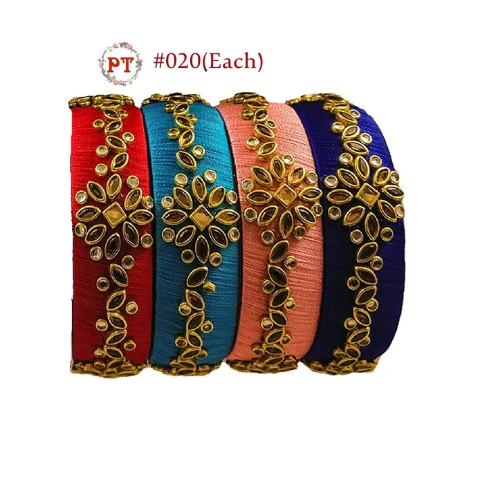 Product image of Silk Thread kundan work Bangle set, price: Rs. 200, ID: silk-thread-kundan-work-bangle-set-d1bc28ef