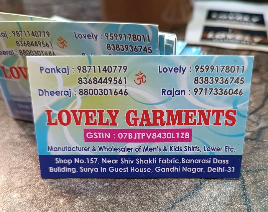 Visiting card store images of Lovely Garments