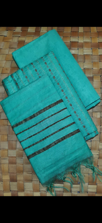 Pure semi tussar silk 
Dupatta:-2.5 mtrs
Top:-2.5 mtrs
Bottom:-2.5 mtrs uploaded by MM Handloom Weaver and supplier on 10/4/2022