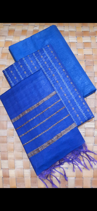 Pure semi tussar silk 
Dupatta:-2.5 mtrs
Top:-2.5 mtrs
Bottom:-2.5 mtrs uploaded by MM Handloom Weaver and supplier on 10/4/2022