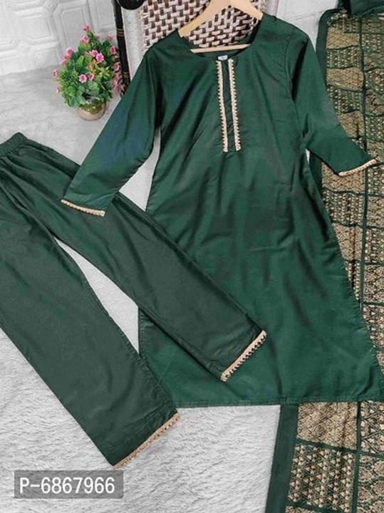 Womens Embroidered Cotton Slub Kurti Pants Set. uploaded by SIRI SHOPPING MALL on 10/4/2022