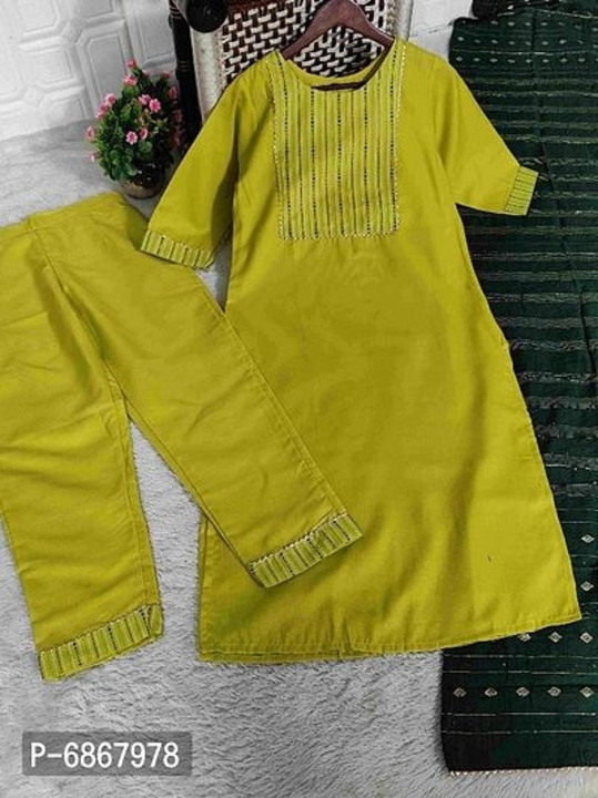 Womens Embroidered Cotton Slub Kurti Pants Set. uploaded by SIRI SHOPPING MALL on 10/4/2022