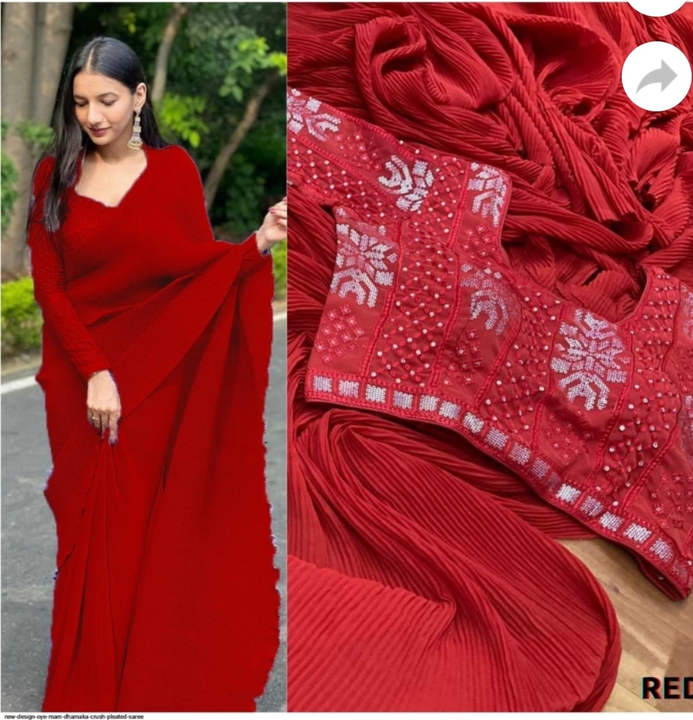 Product image with price: Rs. 449, ID: crush-sarees-red-310e0ba9
