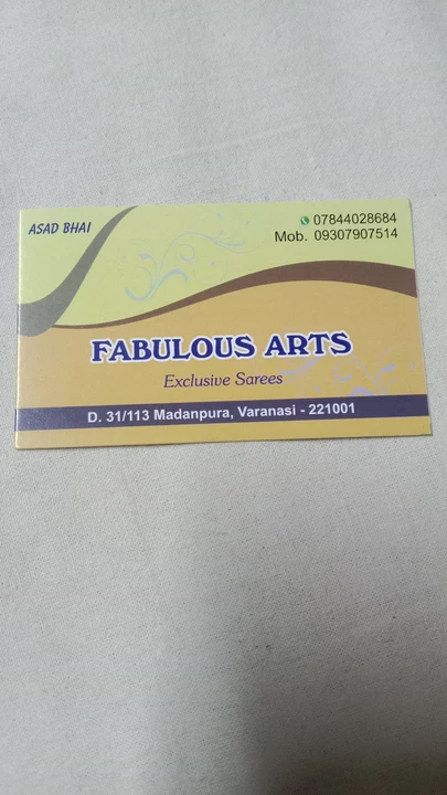 Visiting card store images of FABULOUS SILKS