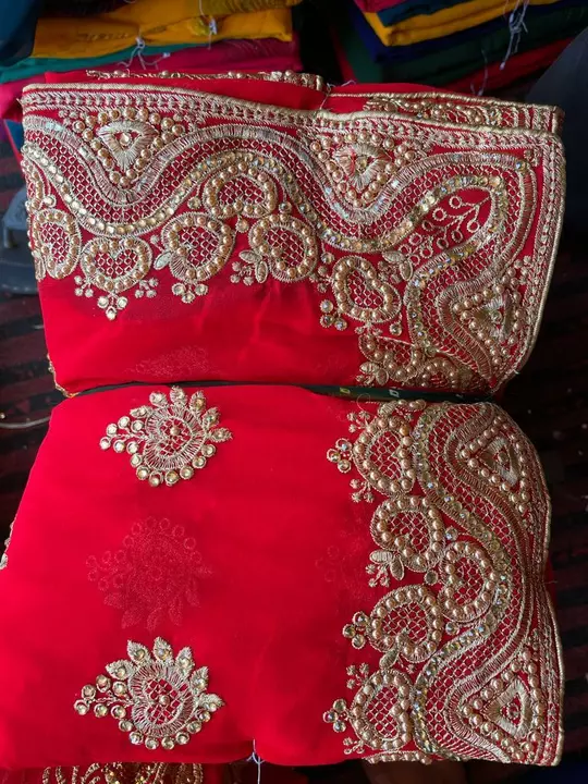 Embroidery with Diamond Work Saree  uploaded by Kirtan Creation on 10/6/2022