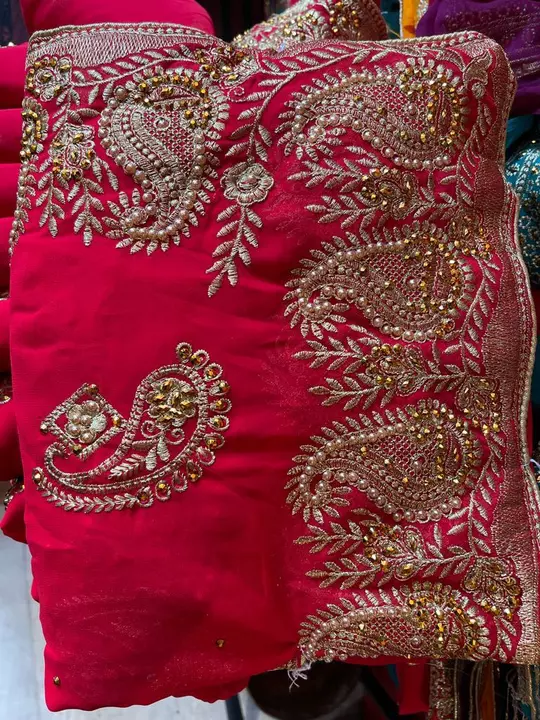 Embroidery with Diamond Work Saree  uploaded by business on 10/6/2022