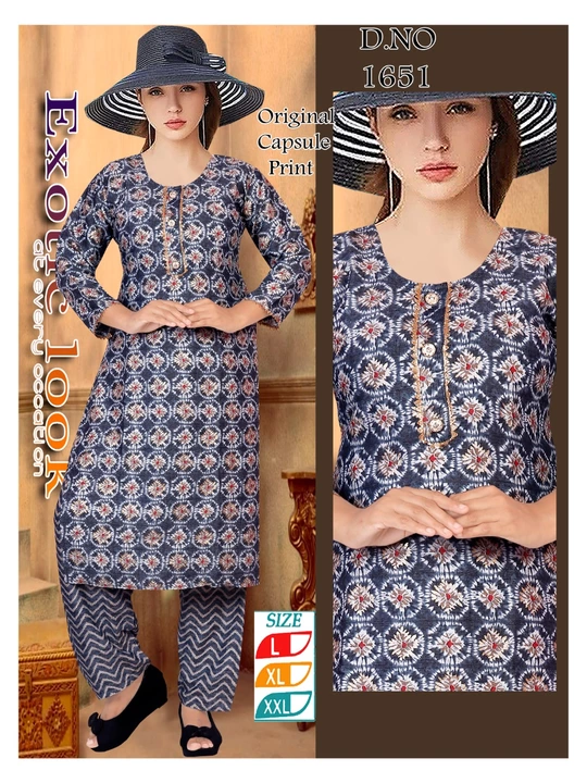 Cupsuil print havy 60 60 pure fabric pant kurti  uploaded by business on 10/7/2022