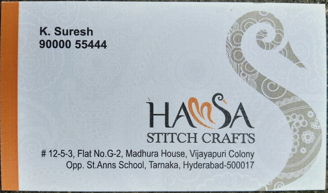 Visiting card store images of HAMSA STITCH CRAFTS