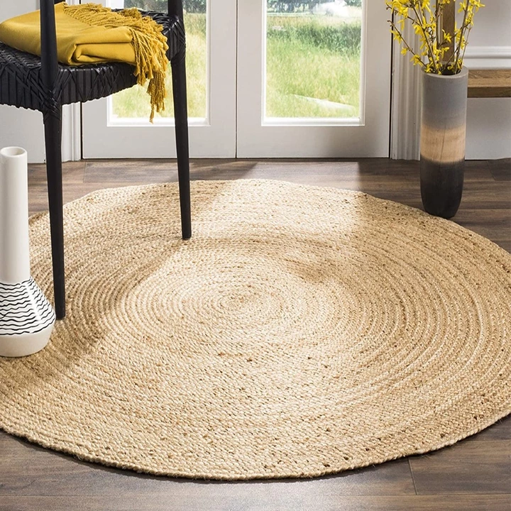 Hand Made Round Braided Jute Rug Natural Gold uploaded by business on 10/7/2022