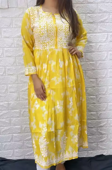 MUL MUL LEAF PRINT GOWN🌹 uploaded by Lucknowi chikan kurti on 10/9/2022