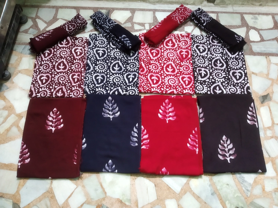 3 piece Cotton camric wax batik suit with pure dupatta each piece 2.40 cut   uploaded by Y.Fab. on 10/9/2022