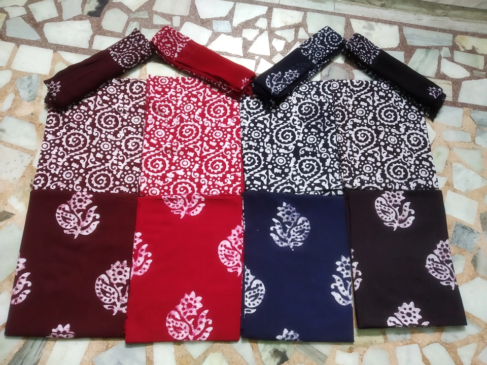 3 piece cotton camric wax batik suit with pure dupatta  uploaded by business on 10/9/2022