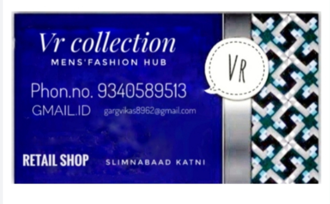 Visiting card store images of Vr collection men's wear fashion hub