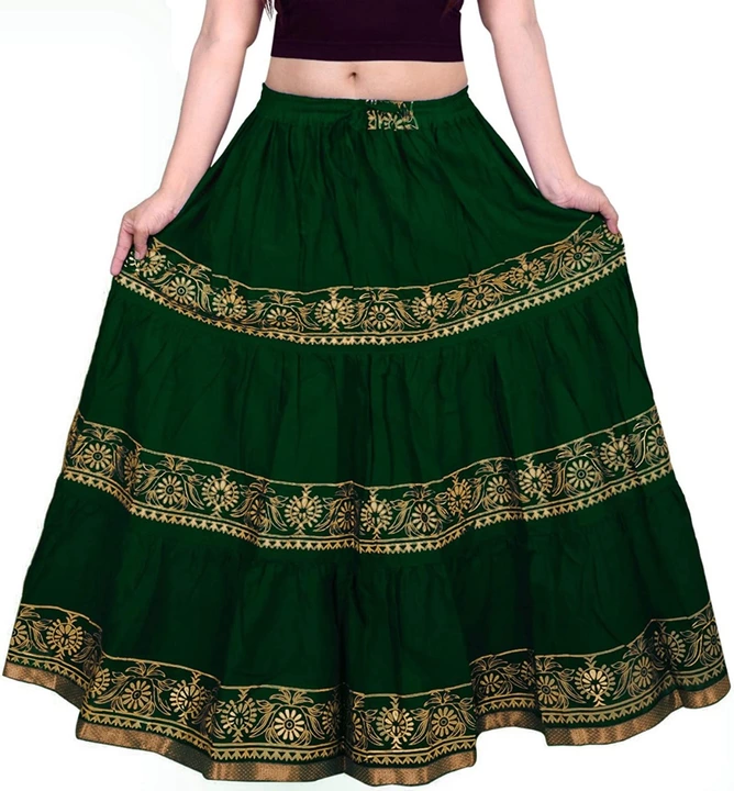 Women Traditional Gold Print Long Skirt Elastic Free size  uploaded by KINGS CREATIONS on 10/9/2022