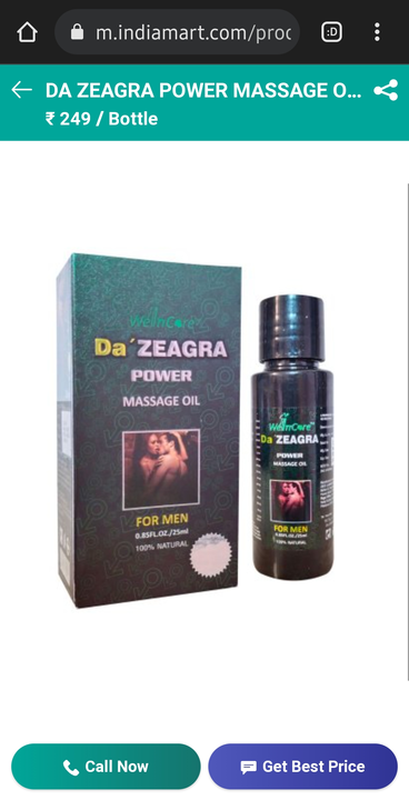 Da Zeagra Men's Massage oil  uploaded by business on 10/10/2022