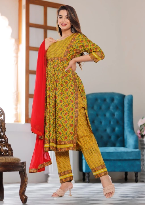 Yellow suit with dupatta set uploaded by Avyo Enterprises on 10/10/2022
